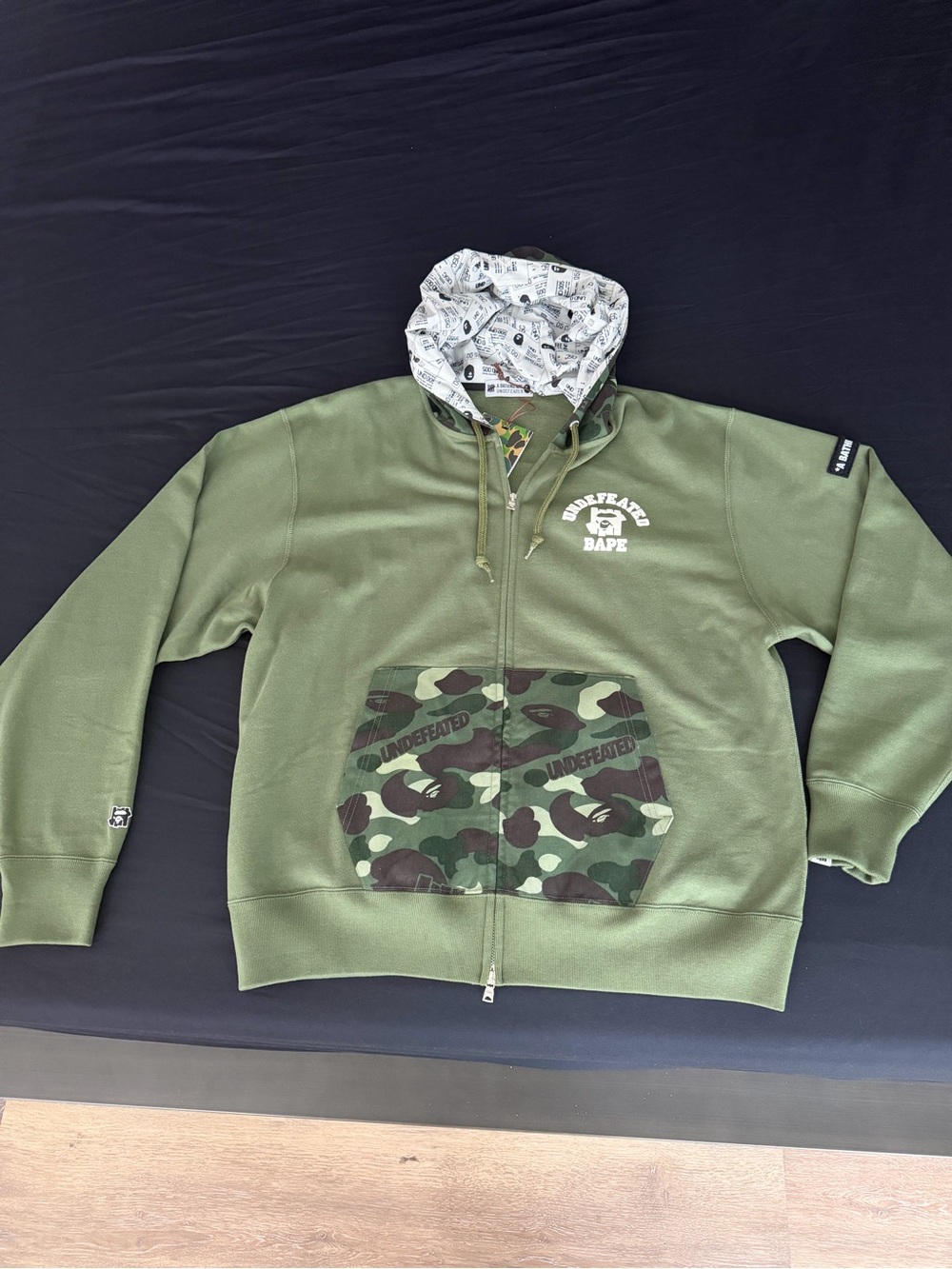 Undefeated Olive Green Camo Pocket Zip Hoodie